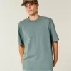 Tricou boxy, din bumbac spalat, cu greutate mare
