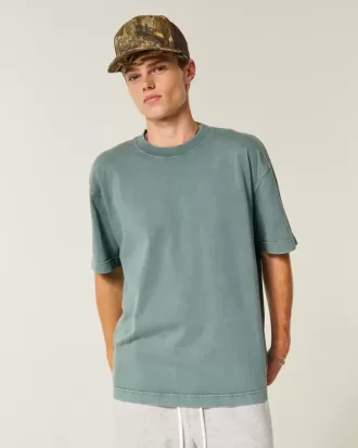 Tricou boxy, din bumbac spalat, cu greutate mare