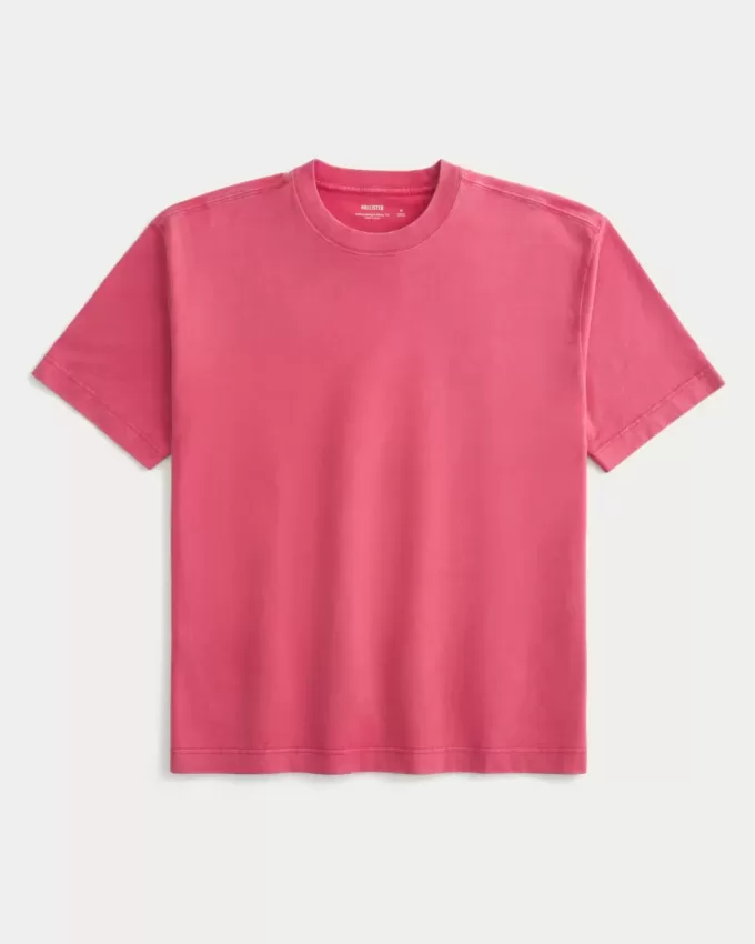 Tricou boxy, din bumbac spalat, cu greutate mare