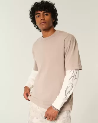 Tricou boxy, din bumbac spalat, cu greutate mare