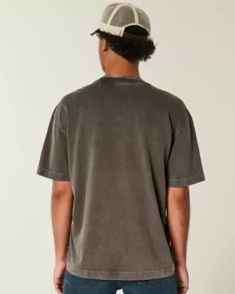 Tricou boxy, din bumbac spalat, cu greutate mare Tricou boxy, din bumbac spalat, cu greutate mare