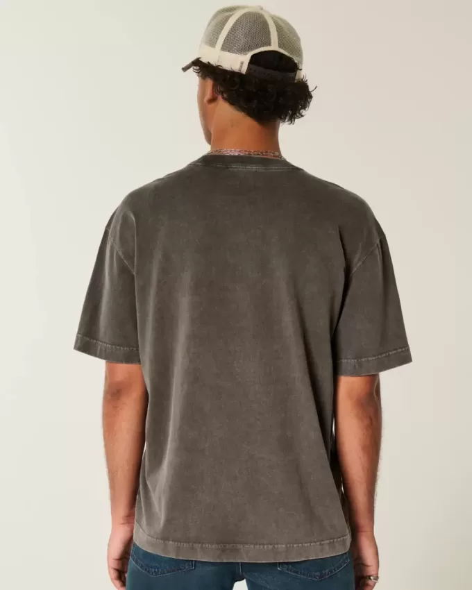 Tricou boxy, din bumbac spalat, cu greutate mare Tricou boxy, din bumbac spalat, cu greutate mare