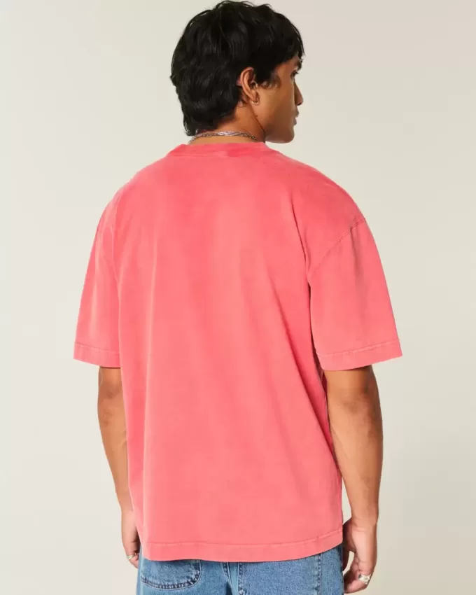 Tricou boxy, din bumbac spalat, cu greutate mare Tricou boxy, din bumbac spalat, cu greutate mare