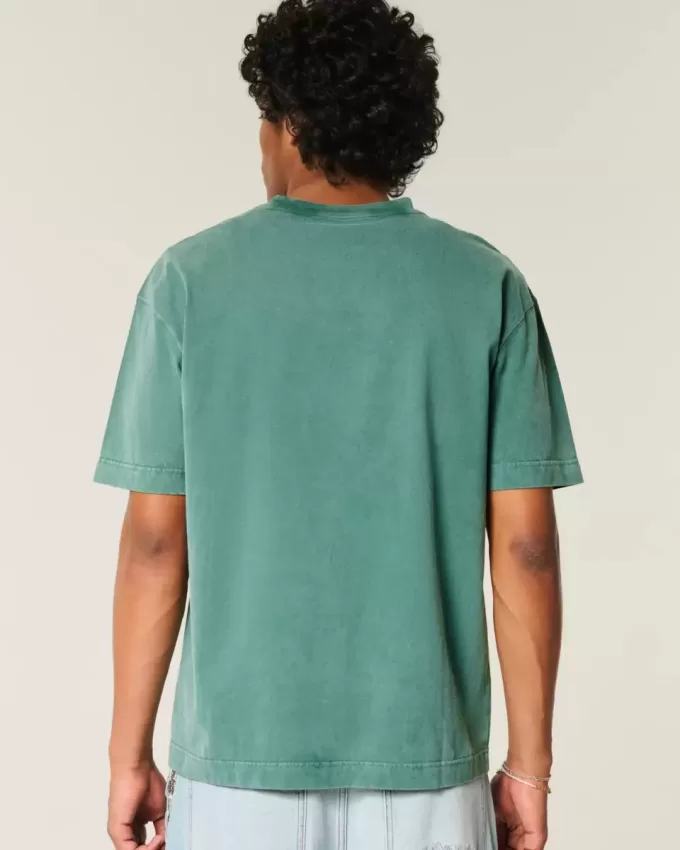 Tricou boxy, din bumbac spalat, cu greutate mare