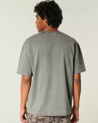 Tricou boxy, din bumbac spalat, cu greutate mare