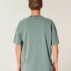 Tricou boxy, din bumbac spalat, cu greutate mare