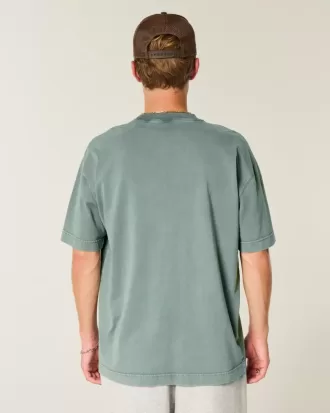 Tricou boxy, din bumbac spalat, cu greutate mare