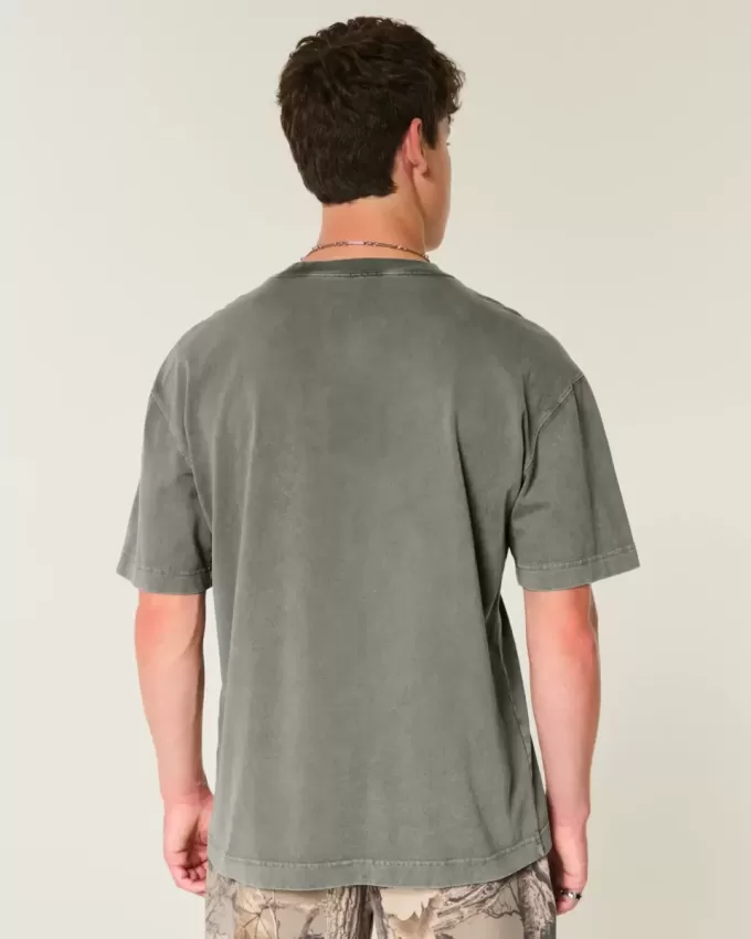 Tricou boxy, din bumbac spalat, cu greutate mare Tricou boxy, din bumbac spalat, cu greutate mare