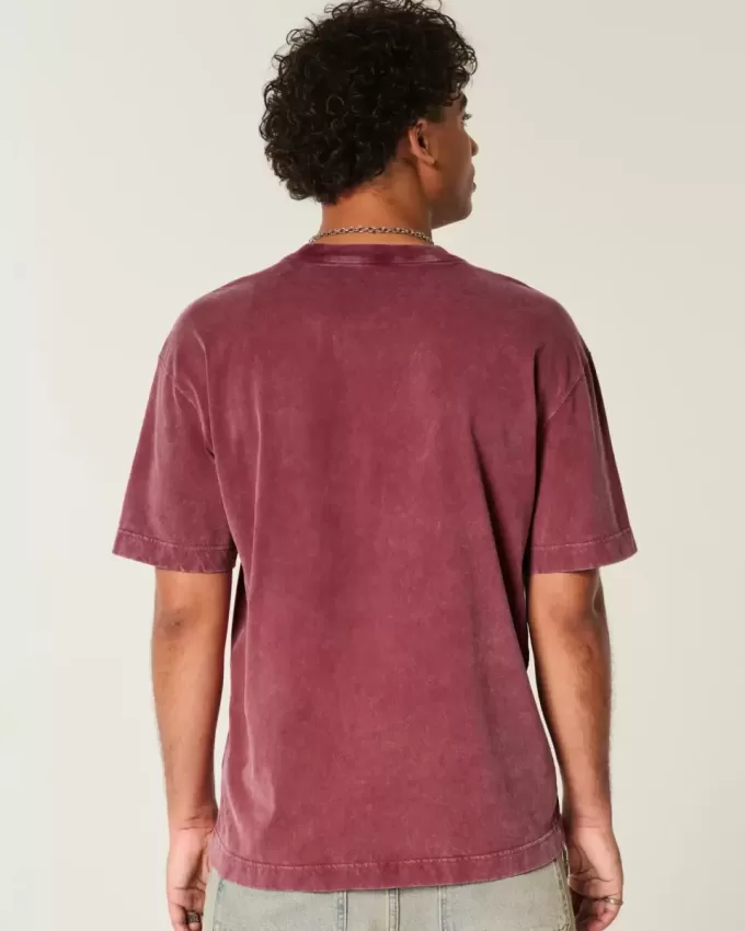 Tricou boxy, din bumbac spalat, cu greutate mare Tricou boxy, din bumbac spalat, cu greutate mare