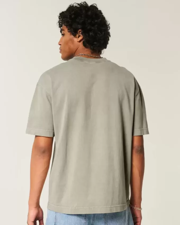 Tricou boxy, din bumbac spalat, cu greutate mare Tricou boxy, din bumbac spalat, cu greutate mare