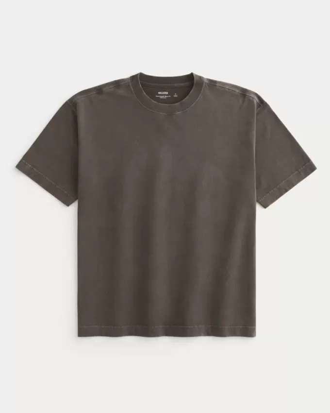 Tricou boxy, din bumbac spalat, cu greutate mare Tricou boxy, din bumbac spalat, cu greutate mare