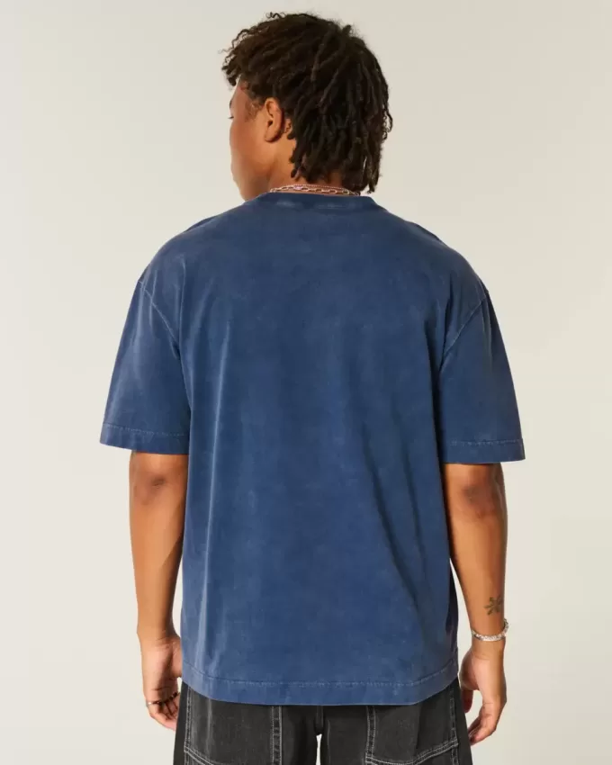 Tricou boxy, din bumbac spalat, cu greutate mare Tricou boxy, din bumbac spalat, cu greutate mare