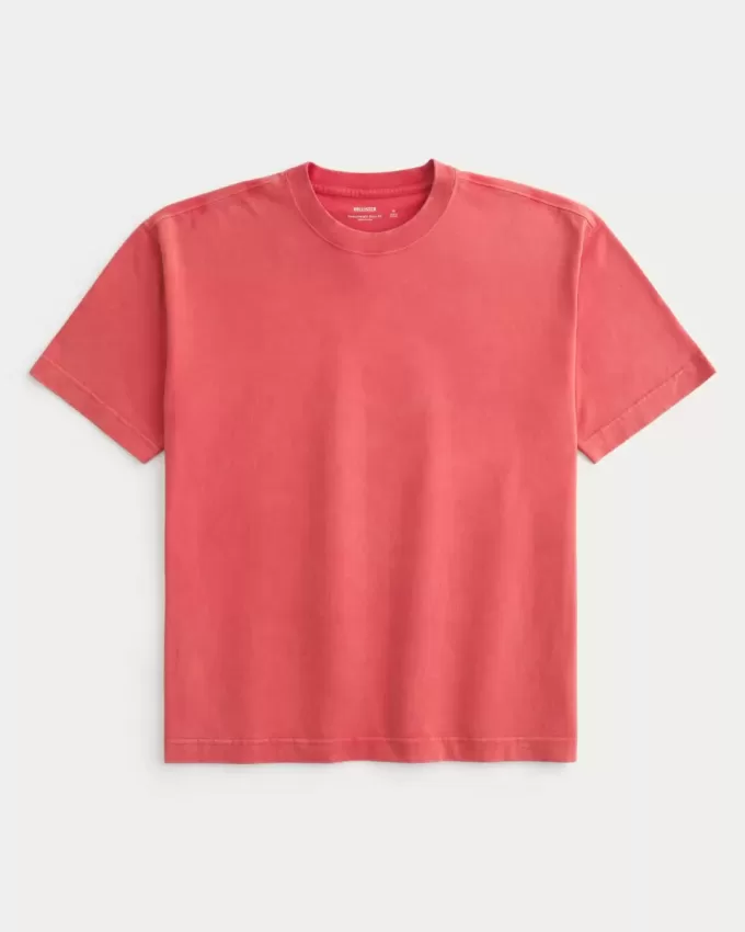 Tricou boxy, din bumbac spalat, cu greutate mare Tricou boxy, din bumbac spalat, cu greutate mare
