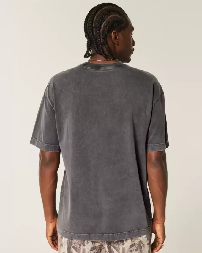 Tricou boxy, din bumbac spalat, cu greutate mare Tricou boxy, din bumbac spalat, cu greutate mare