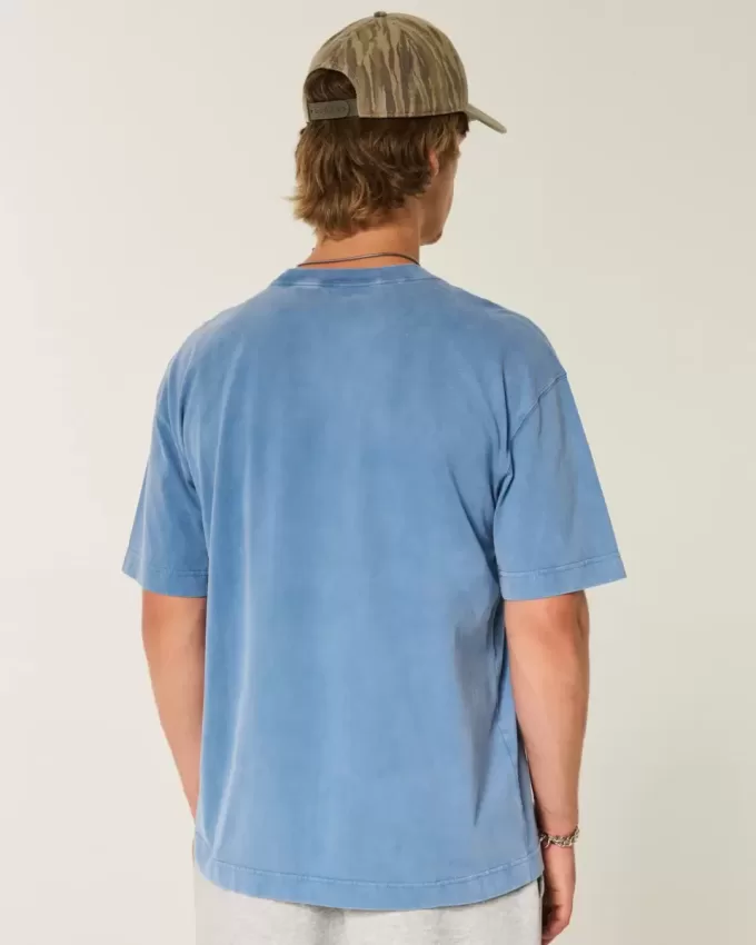 Tricou boxy, din bumbac spalat, cu greutate mare Tricou boxy, din bumbac spalat, cu greutate mare