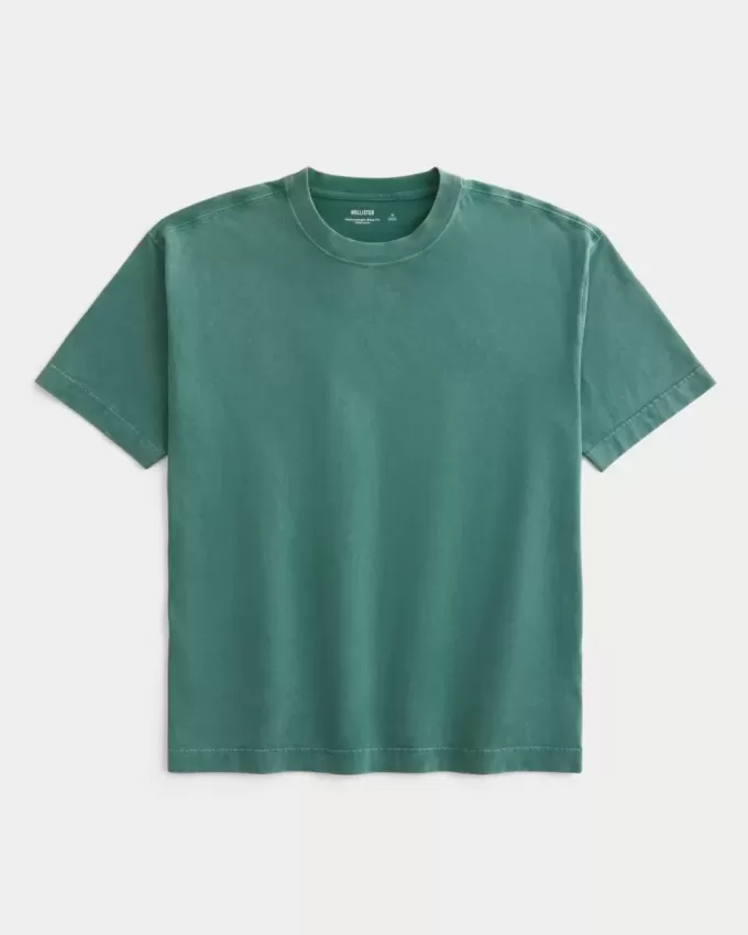 Tricou boxy, din bumbac spalat, cu greutate mare
