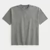 Tricou boxy, din bumbac spalat, cu greutate mare