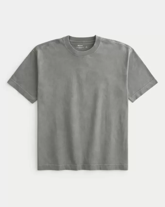 Tricou boxy, din bumbac spalat, cu greutate mare