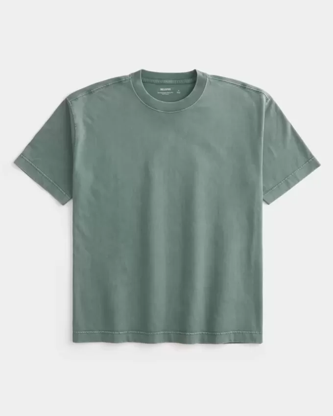 Tricou boxy, din bumbac spalat, cu greutate mare
