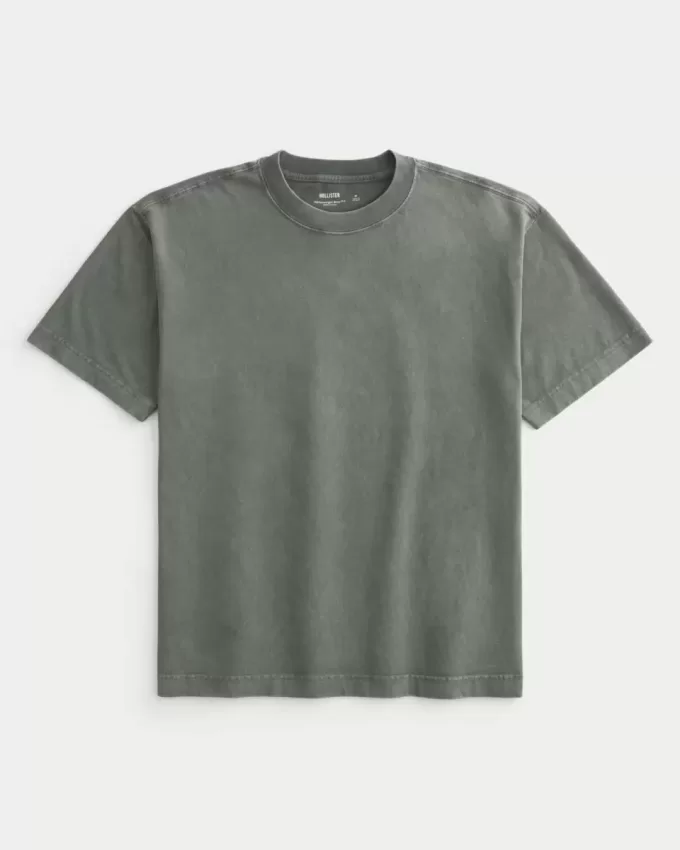 Tricou boxy, din bumbac spalat, cu greutate mare Tricou boxy, din bumbac spalat, cu greutate mare
