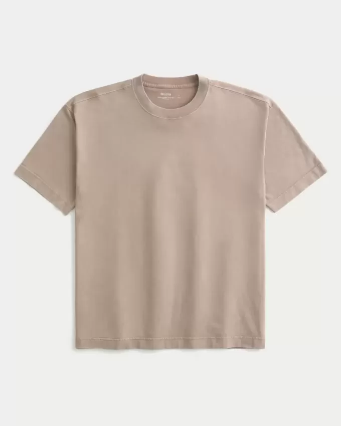 Tricou boxy, din bumbac spalat, cu greutate mare