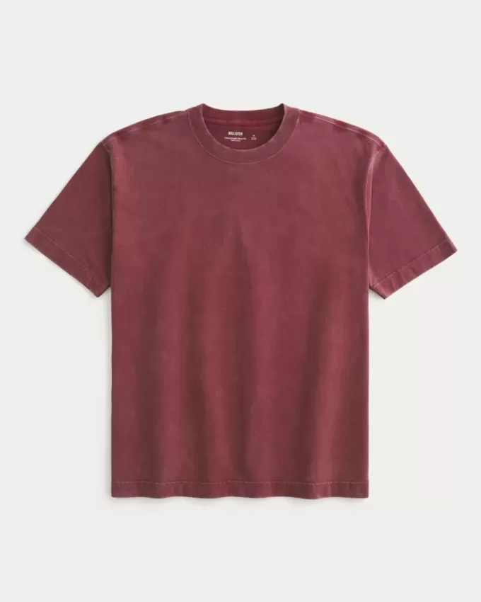 Tricou boxy, din bumbac spalat, cu greutate mare Tricou boxy, din bumbac spalat, cu greutate mare