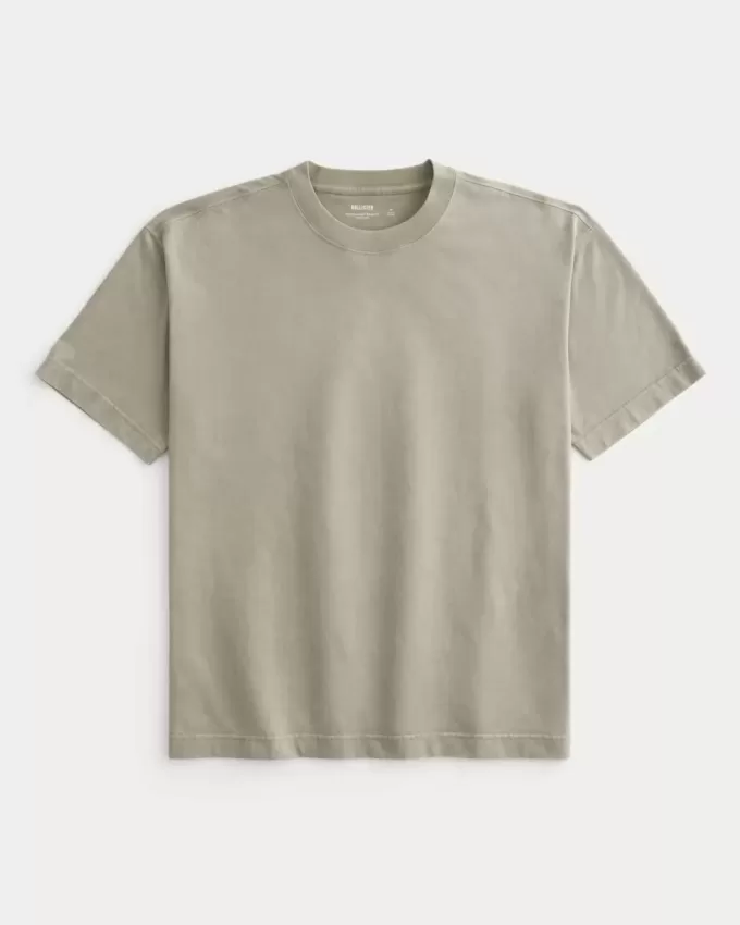Tricou boxy, din bumbac spalat, cu greutate mare Tricou boxy, din bumbac spalat, cu greutate mare