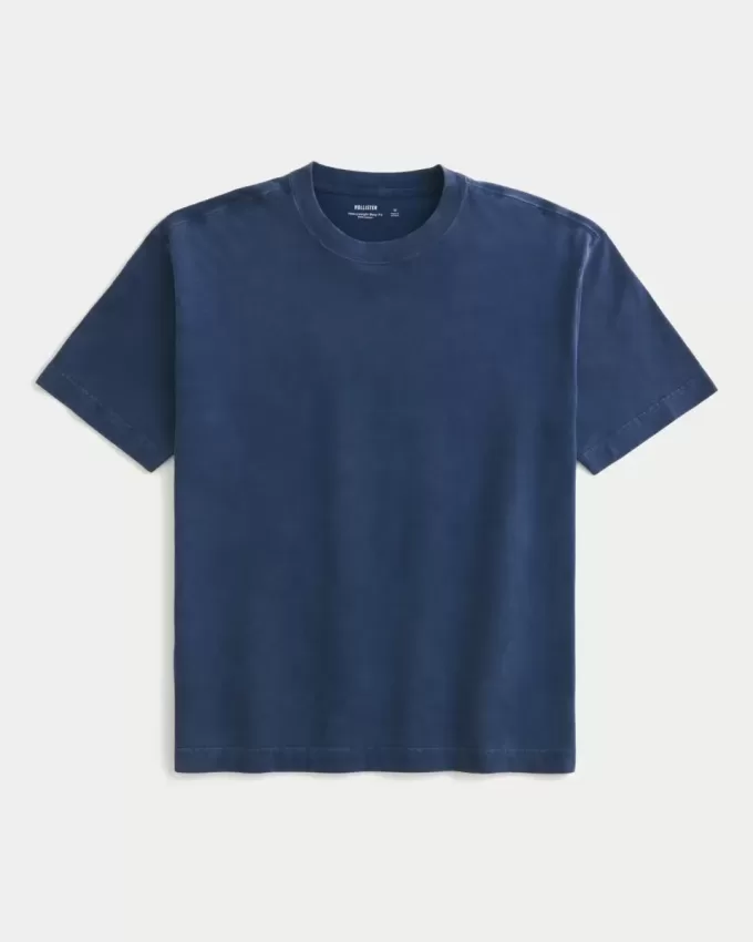 Tricou boxy, din bumbac spalat, cu greutate mare Tricou boxy, din bumbac spalat, cu greutate mare