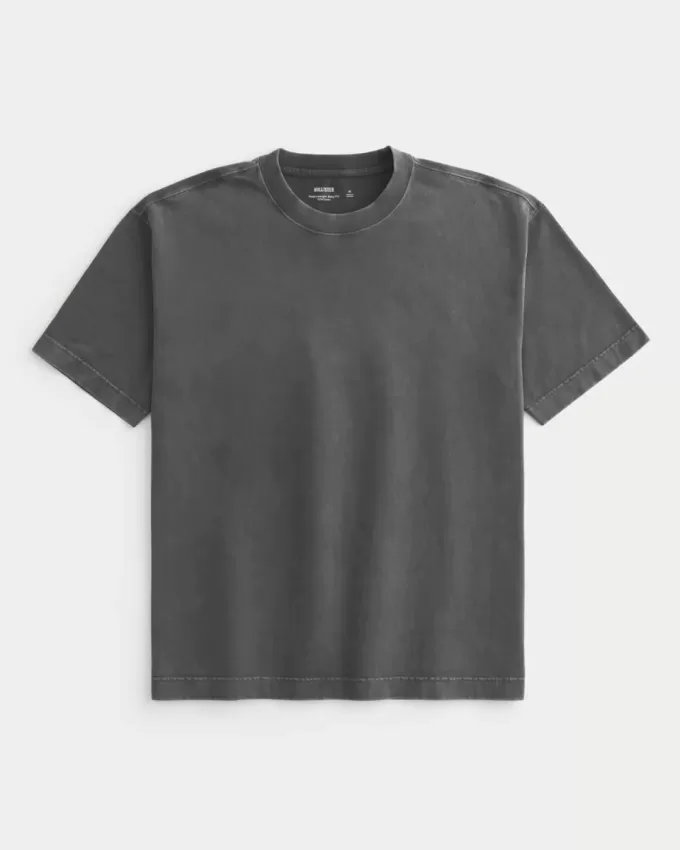 Tricou boxy, din bumbac spalat, cu greutate mare Tricou boxy, din bumbac spalat, cu greutate mare