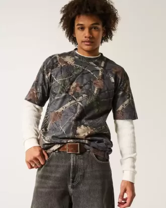 Tricou Boxy Heavyweight Camo Crew