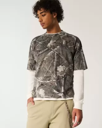 Tricou Boxy Heavyweight Crop Camo Crew Tricou Boxy Heavyweight Crop Camo Crew