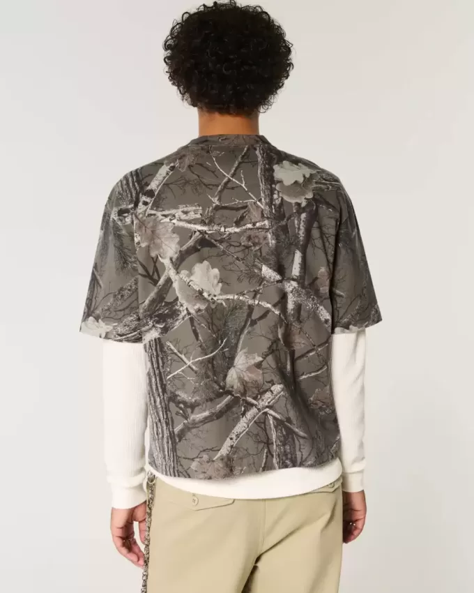 Tricou Boxy Heavyweight Crop Camo Crew Tricou Boxy Heavyweight Crop Camo Crew