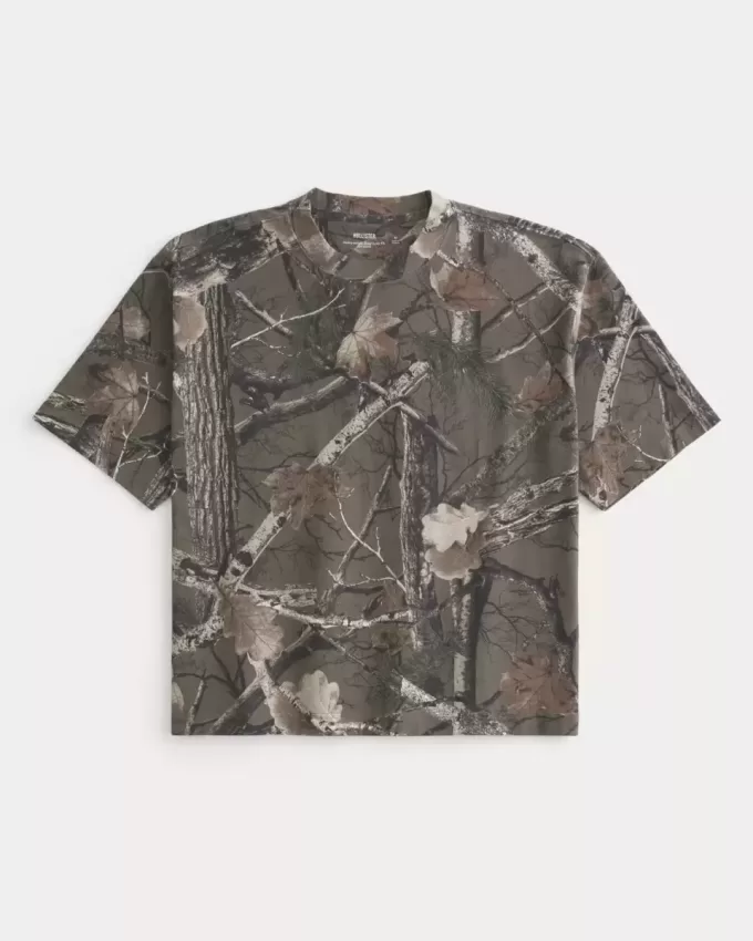 Tricou Boxy Heavyweight Crop Camo Crew Tricou Boxy Heavyweight Crop Camo Crew