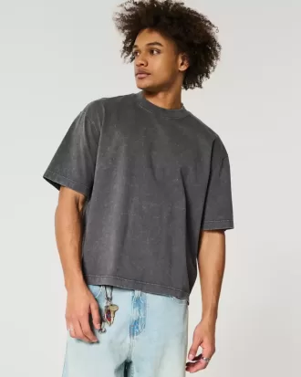 Tricou Boxy Heavyweight Crop Washed Crew