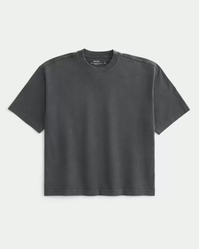 Tricou Boxy Heavyweight Crop Washed Crew