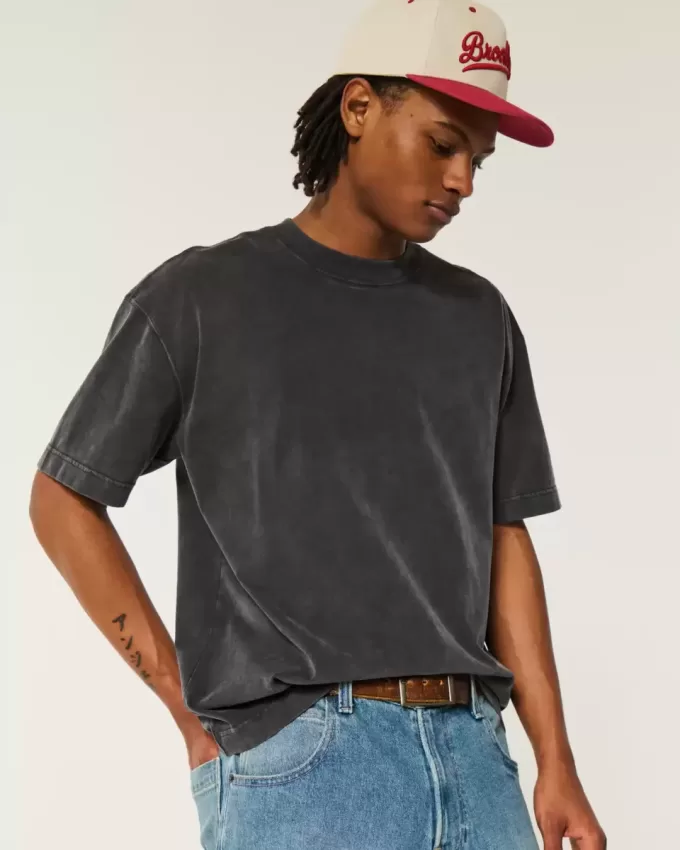 Tricou Boxy Heavyweight Washed Crew Tricou Boxy Heavyweight Washed Crew