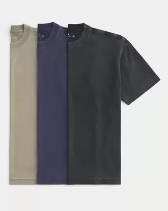 Tricou Boxy Heavyweight Washed Crew Pachet de 3