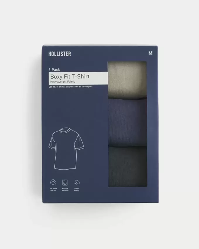Tricou Boxy Heavyweight Washed Crew Pachet de 3 Tricou Boxy Heavyweight Washed Crew Pachet de 3