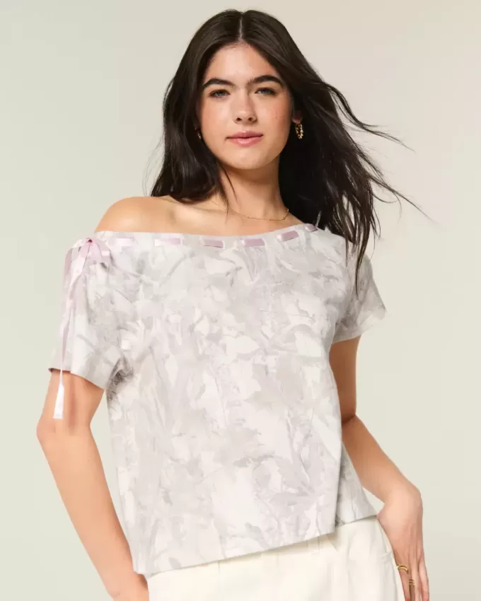 Tricou Camo cu cravată ușor de pe umăr Tricou Camo cu cravată ușor de pe umăr