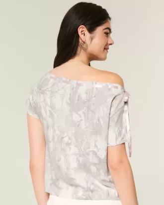 Tricou Camo cu cravată ușor de pe umăr