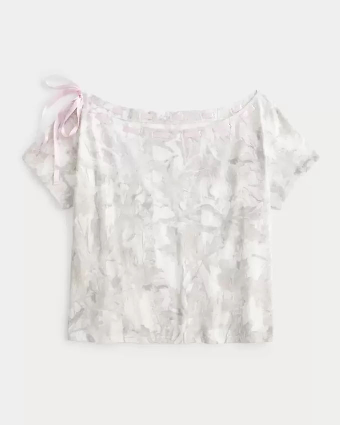 Tricou Camo cu cravată ușor de pe umăr Tricou Camo cu cravată ușor de pe umăr