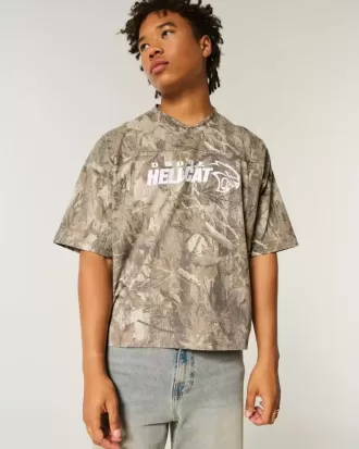 Tricou cu camuflare Dodge, cu greutate mare, largi