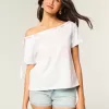 Tricou cu cravată ușor de pe umăr Tricou cu cravată ușor de pe umăr