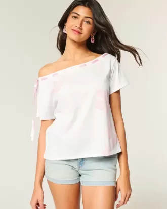 Tricou cu cravată ușor de pe umăr