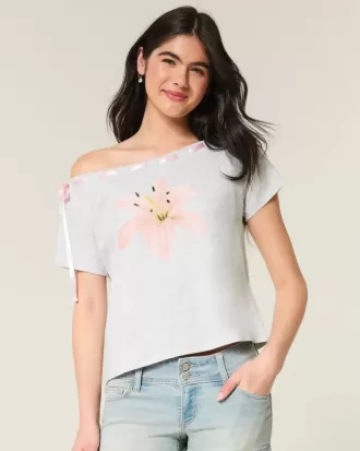 Tricou cu cravată ușor de pe umăr