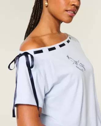 Tricou cu cravată ușor de pe umăr