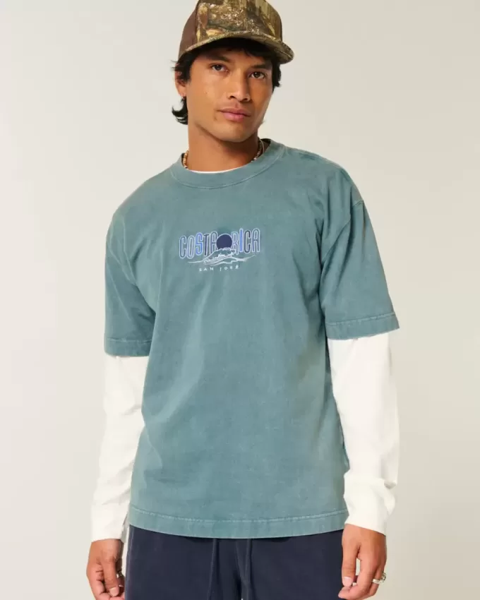 Tricou cu grafică Boxy Heavyweight Costa Rica Tricou cu grafică Boxy Heavyweight Costa Rica