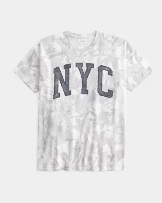 Tricou cu grafic Camo NYC supradimensionat