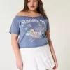 Tricou cu grafic de vară ușor fără umăr Tricou cu grafic de vară ușor fără umăr