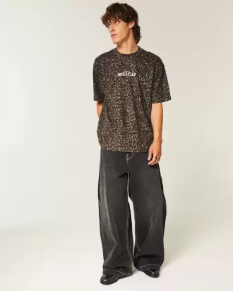 Tricou cu grafic Dodge Hellcat Boxy Heavyweight Print Leopard